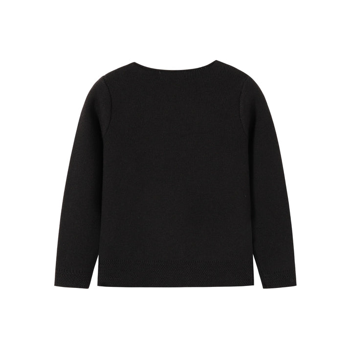 top l/s double breasted knit sweater - black