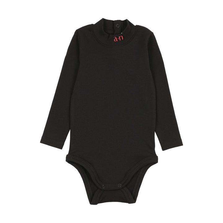 one piece velour overalls and mockneck onesie - black