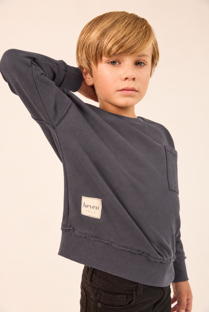 top l/s pocket sweatshirt - grey