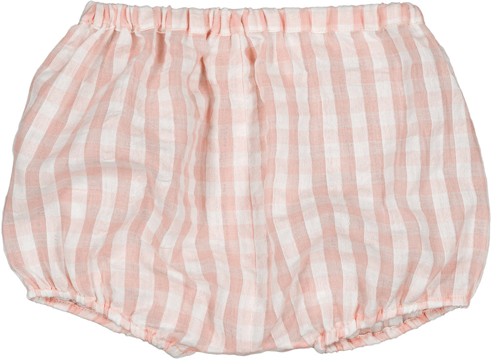set outfit gingham stitch shirt and shorts - pink