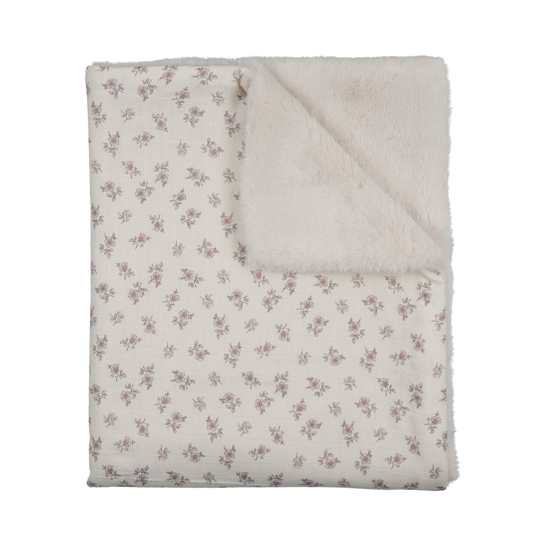 blanket blossom print lux fur - rose