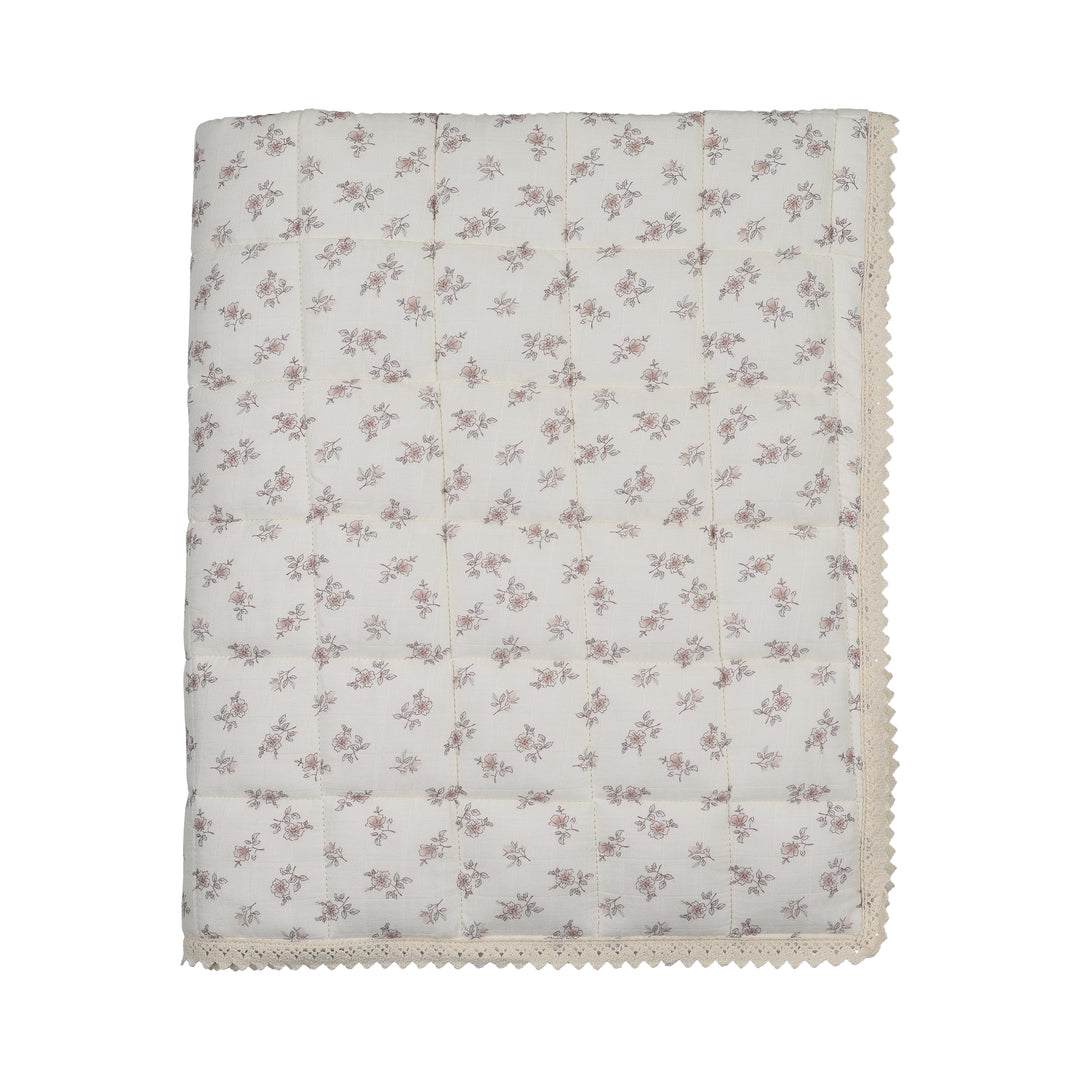 blanket quilted blossom toddler size - rose