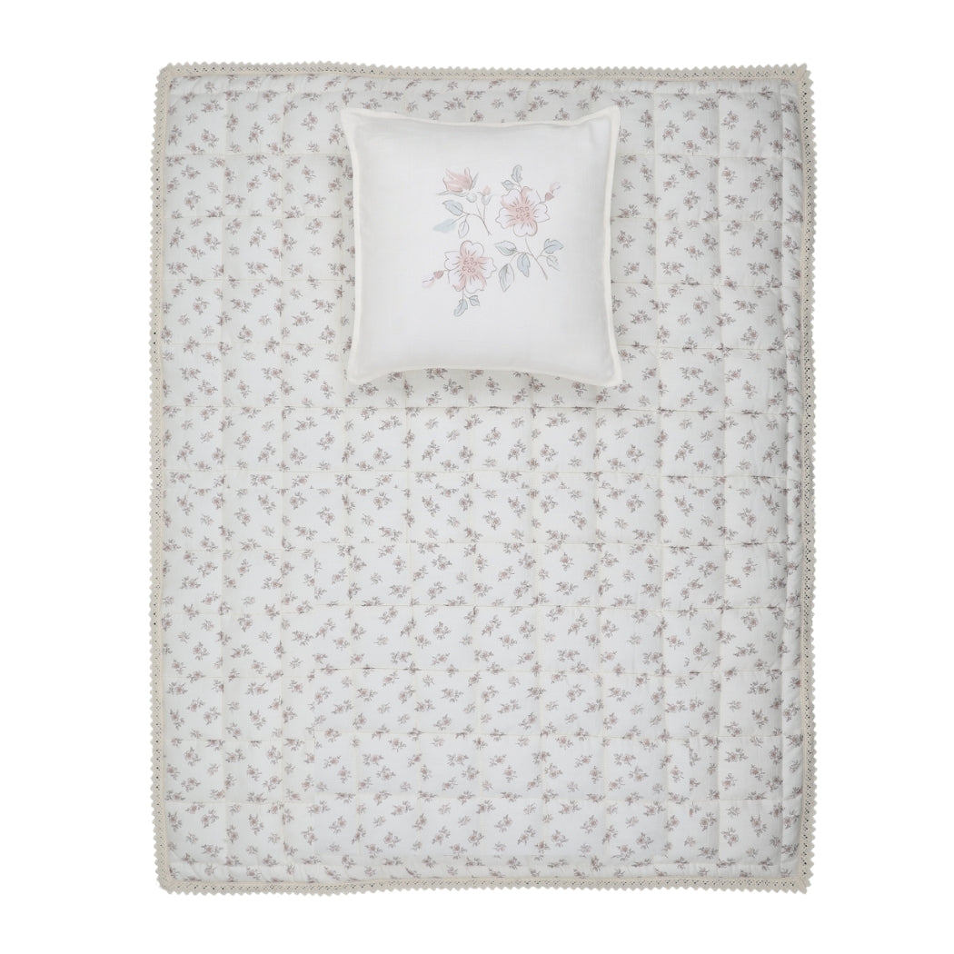 blanket quilted blossom with pillow - rose