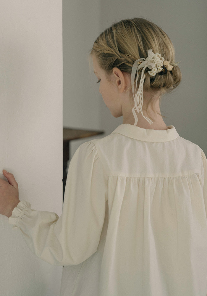 shirt l/s lace detail blouse - cream