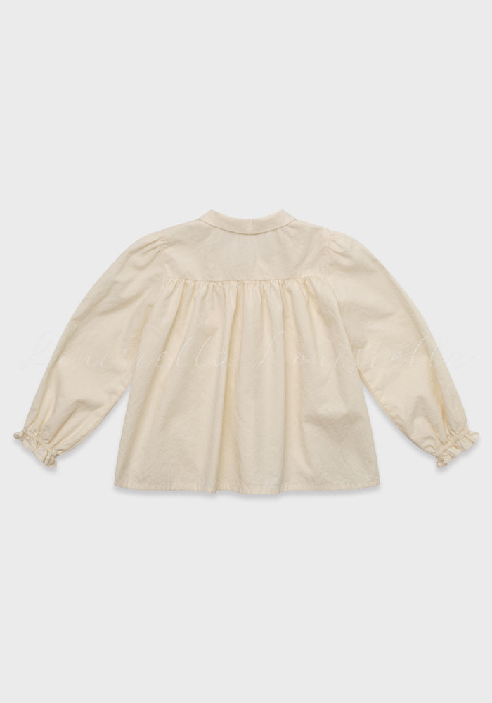 shirt l/s lace detail blouse - cream