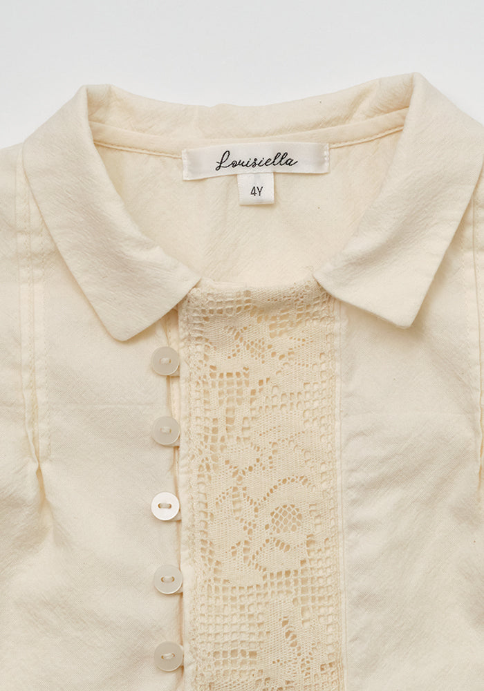 shirt l/s lace detail blouse - cream