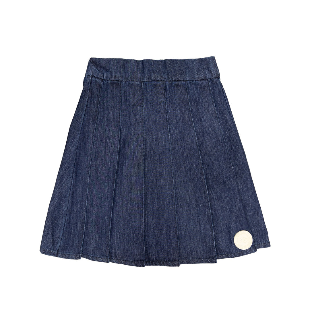 skirt denim pleated - blue denim