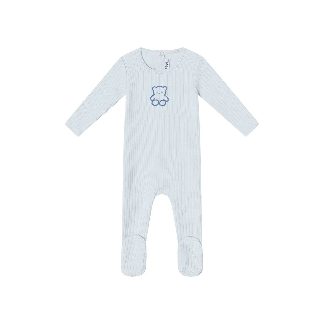 footie pointelle bear - blue
