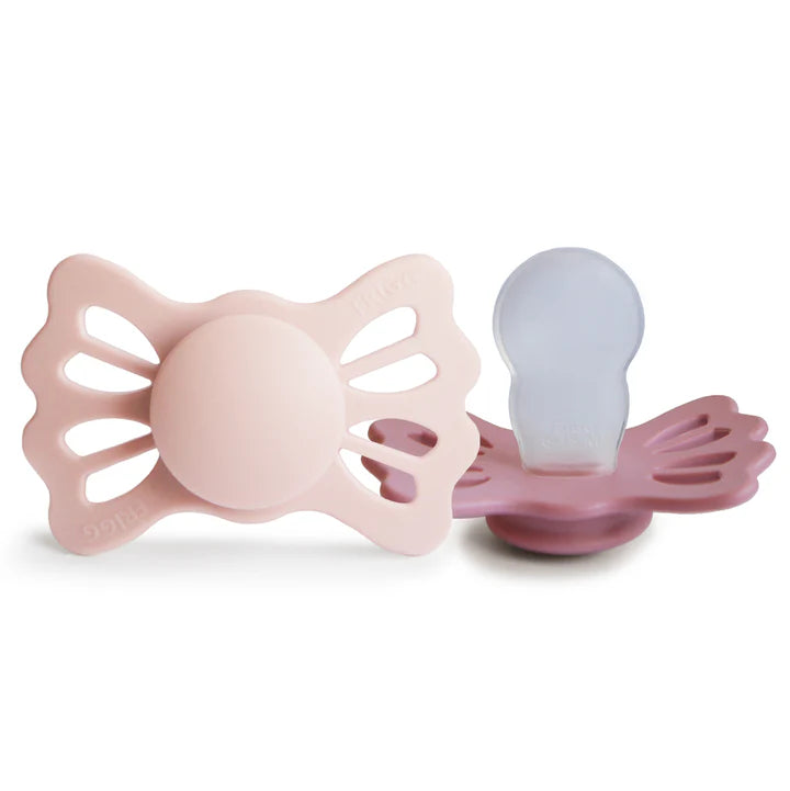 pacifier lucky symmetrical silicone rubber 2 pack - blush/cedar