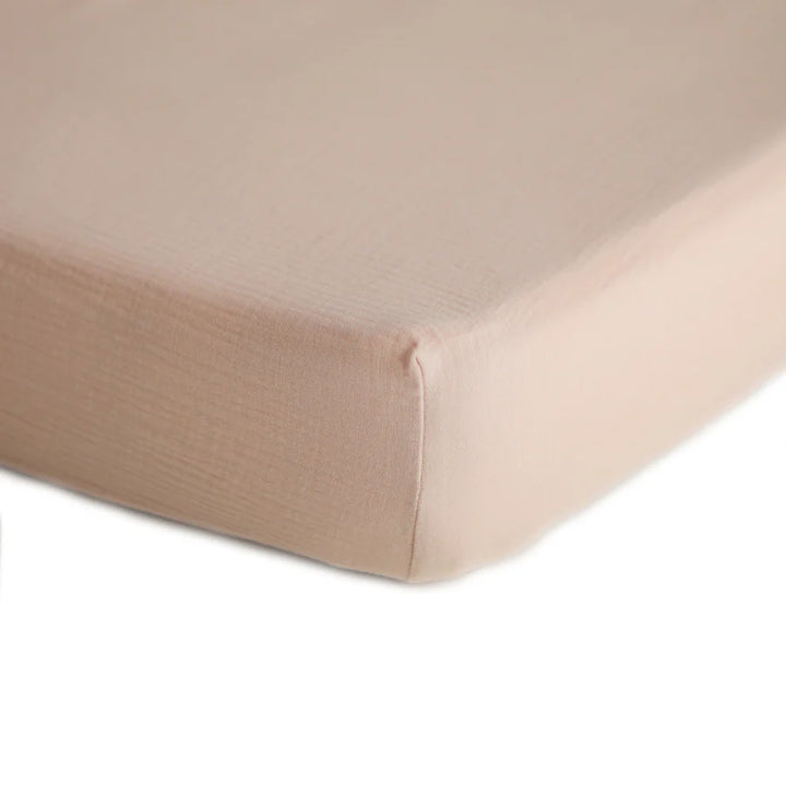 crib sheet regular muslin - blush