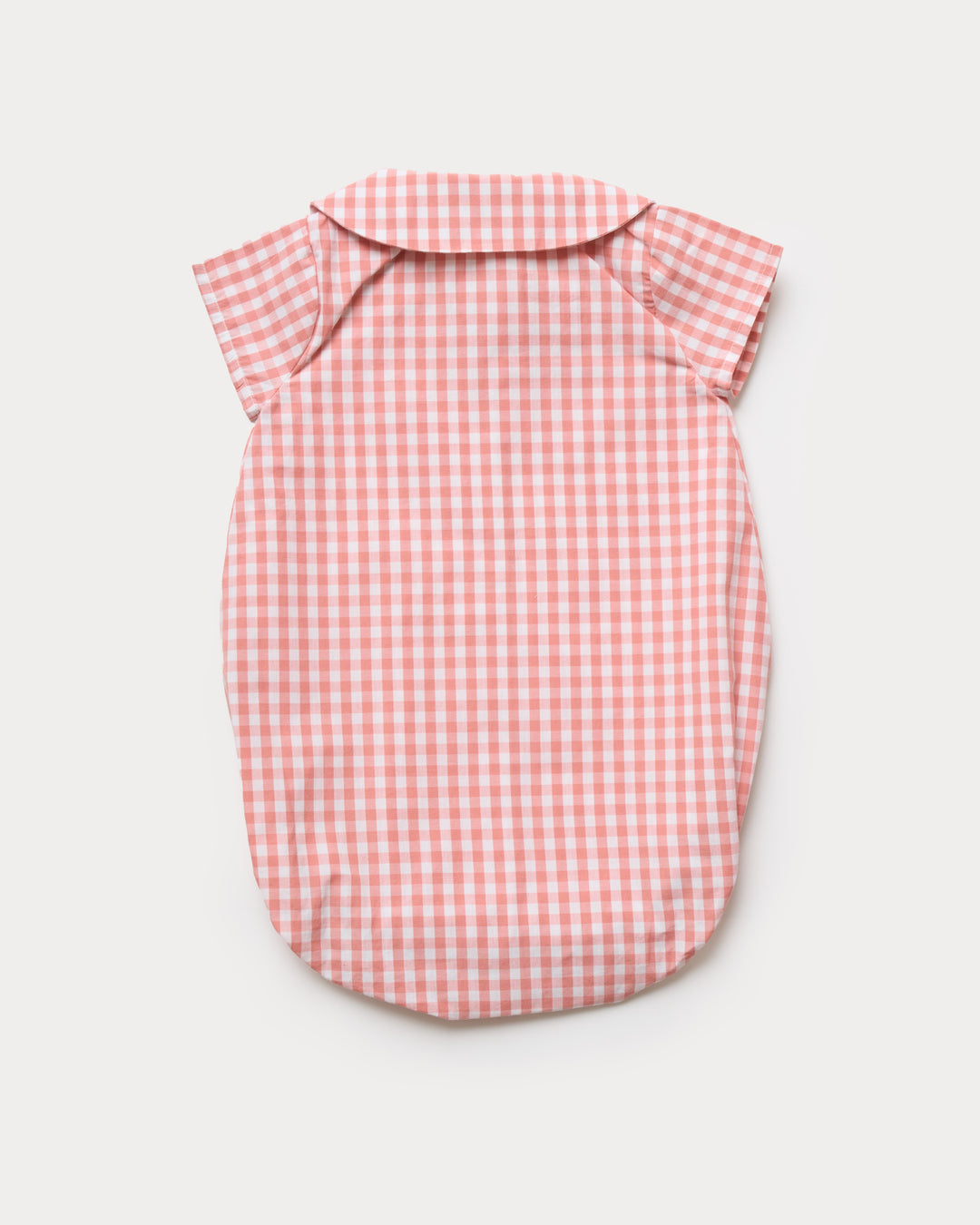 one piece gingham bubble romper with collar - peony