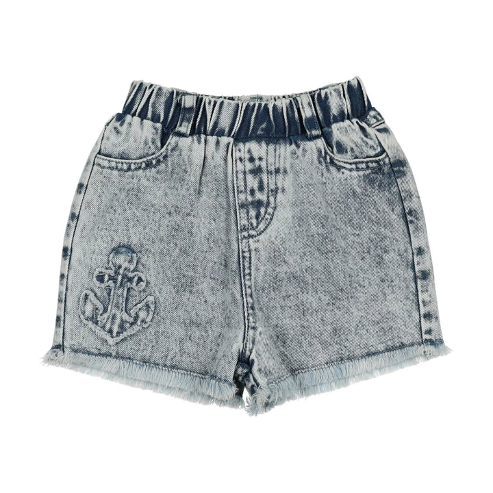 shorts denim anchor patch - blue denim