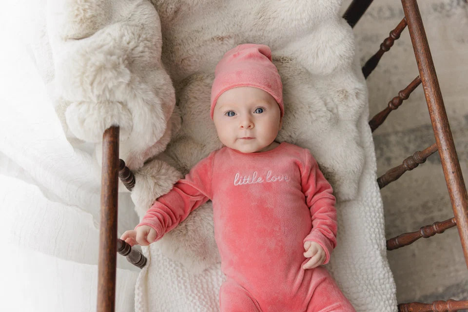 footie little love velour - pink