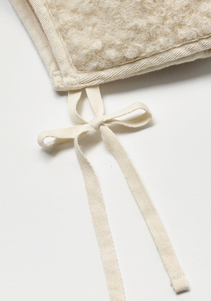 jacket sherpa button up with bonnet - cream beige