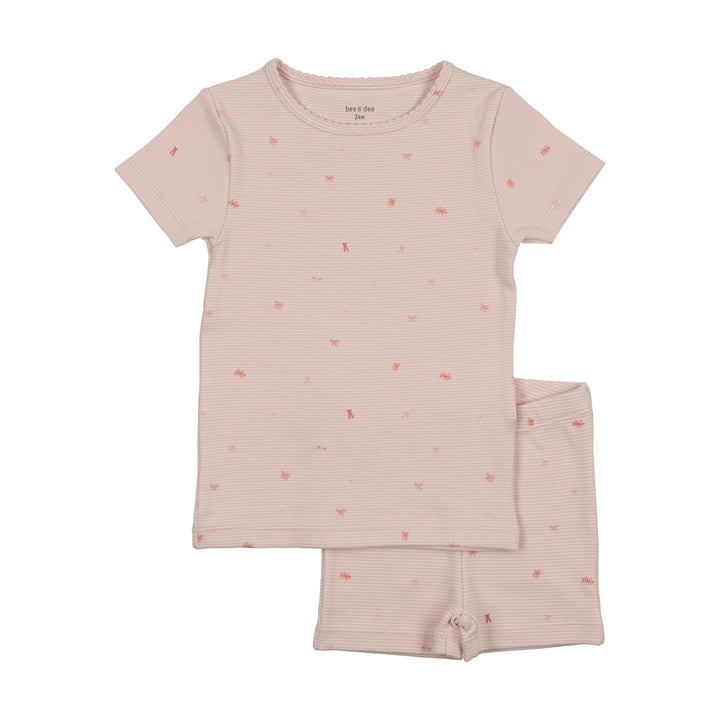 bow print 2 pc - dusty pink