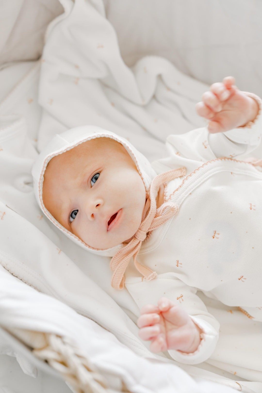 footie bow wrap with bonnet - ivory