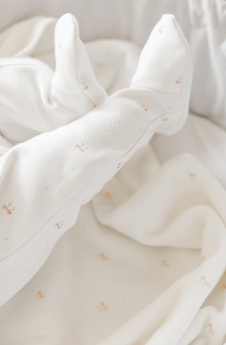 footie bow wrap with bonnet - ivory