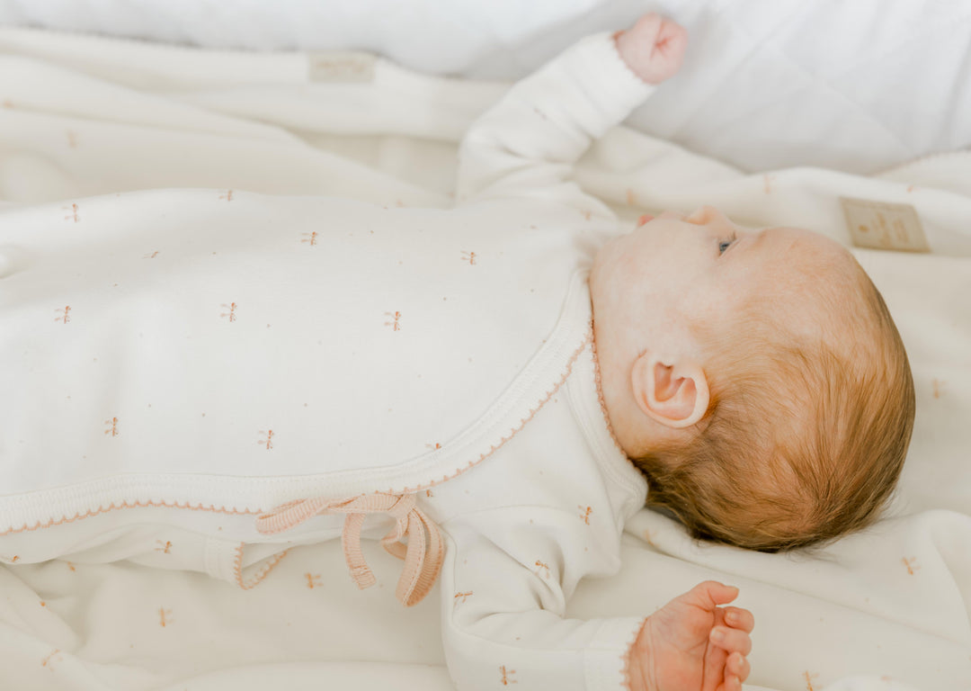 set footie bow wrap with bonnet and blanket - ivory