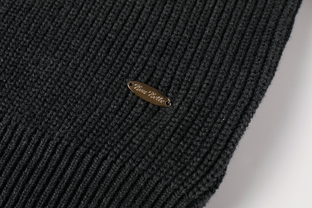 top l/s chunky knit button sweater - grey