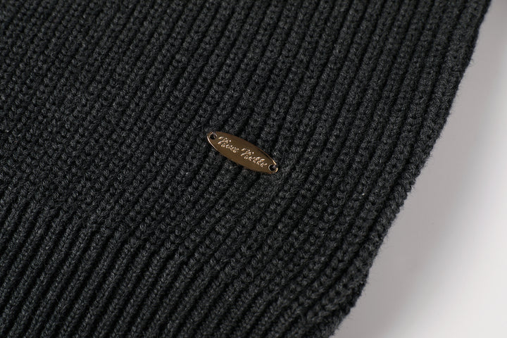 top l/s chunky knit button sweater - grey