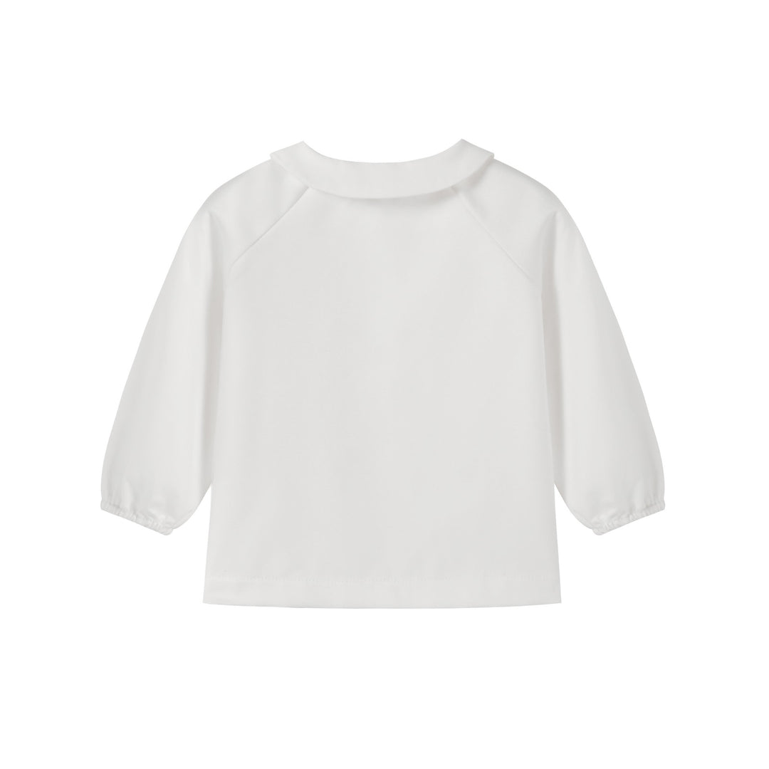shirt l/s embroidered peter pan - white