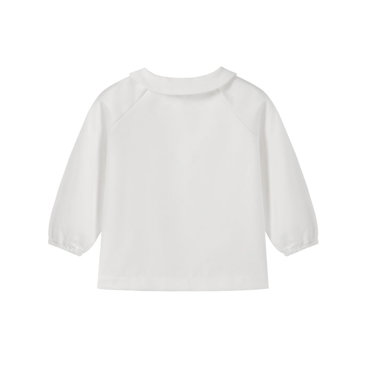 shirt l/s embroidered peter pan - white