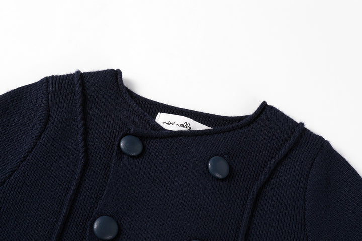 top l/s sweater double breasted - navy