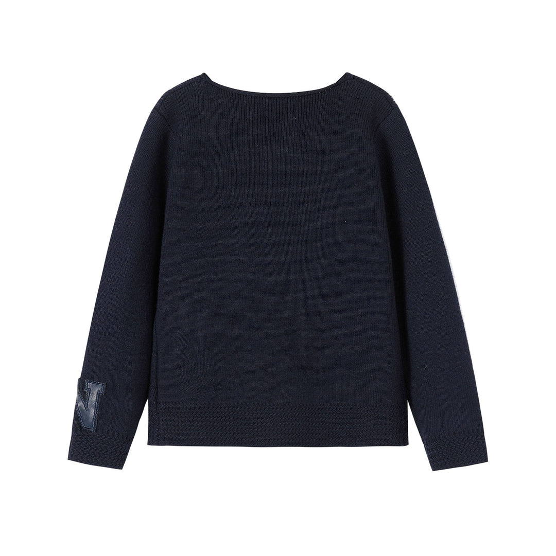 top l/s sweater double breasted - navy