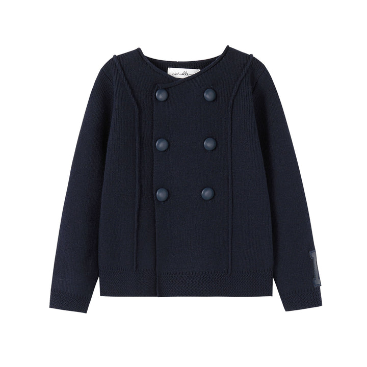 top l/s sweater double breasted - navy