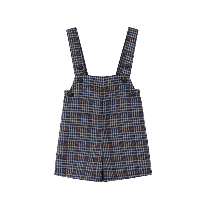 one piece plaid overalls - burgundy/navy