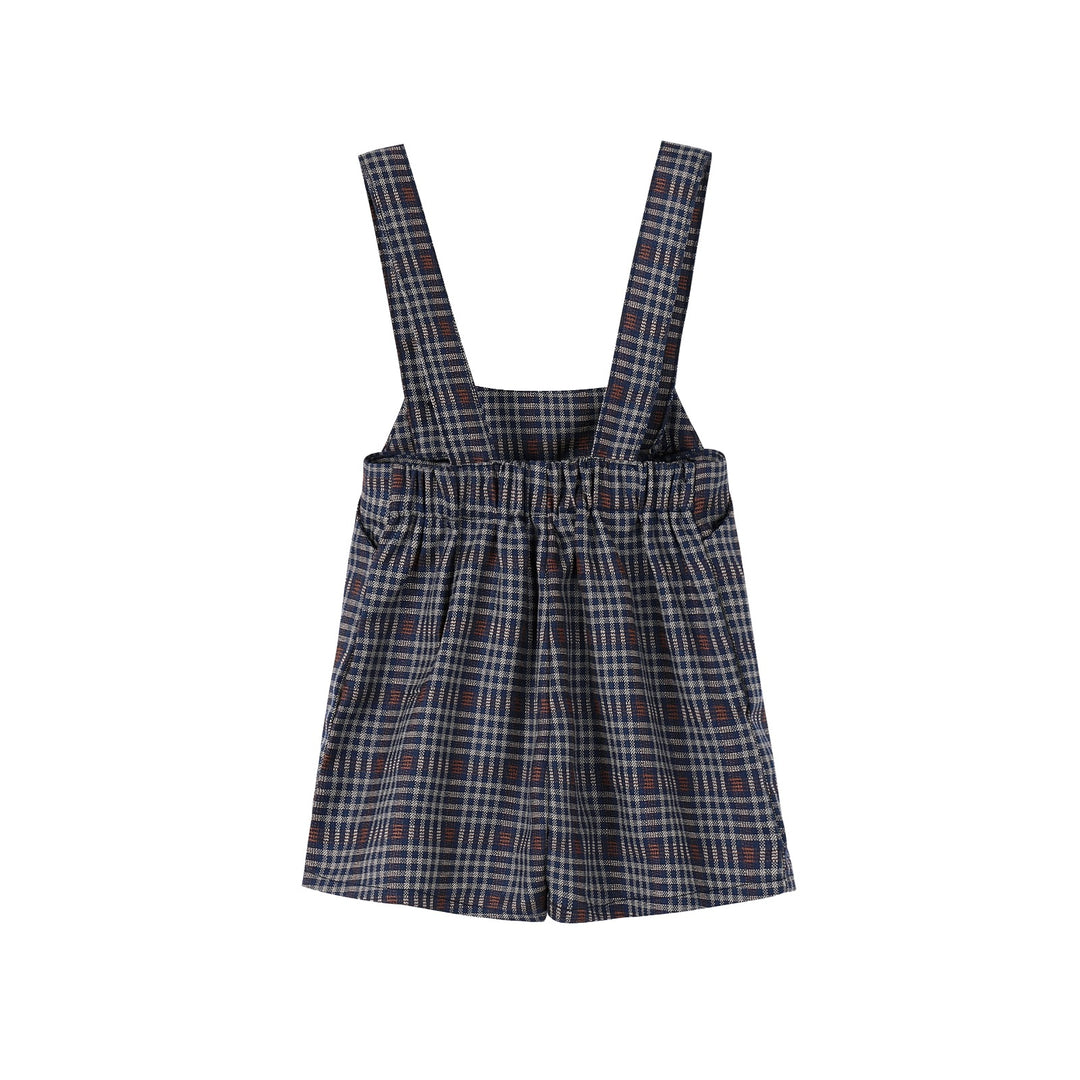 one piece plaid overalls - burgundy/navy