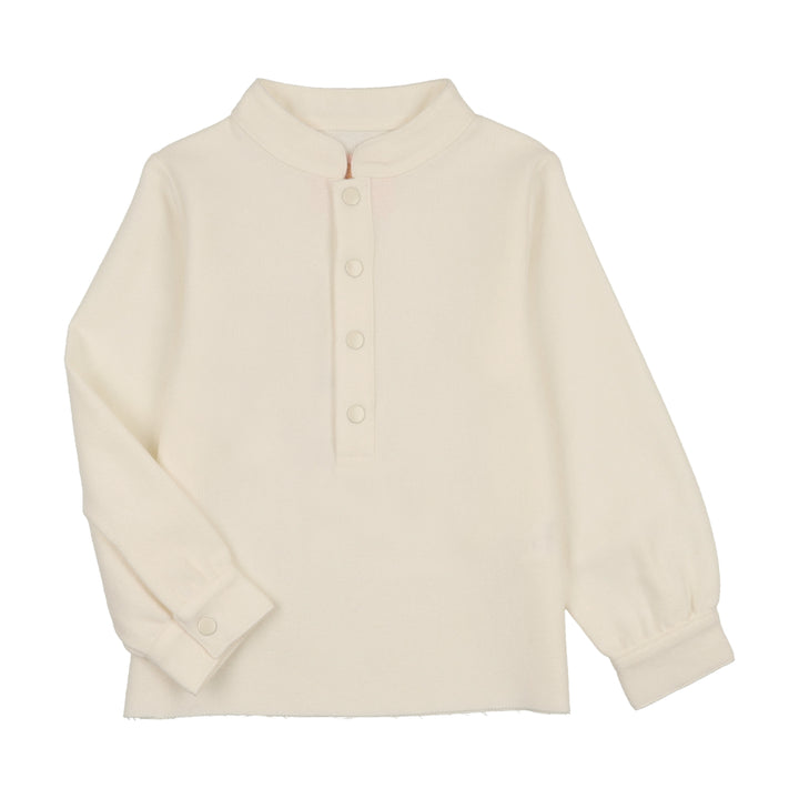 shirt l/s wool mandarin collar - cream
