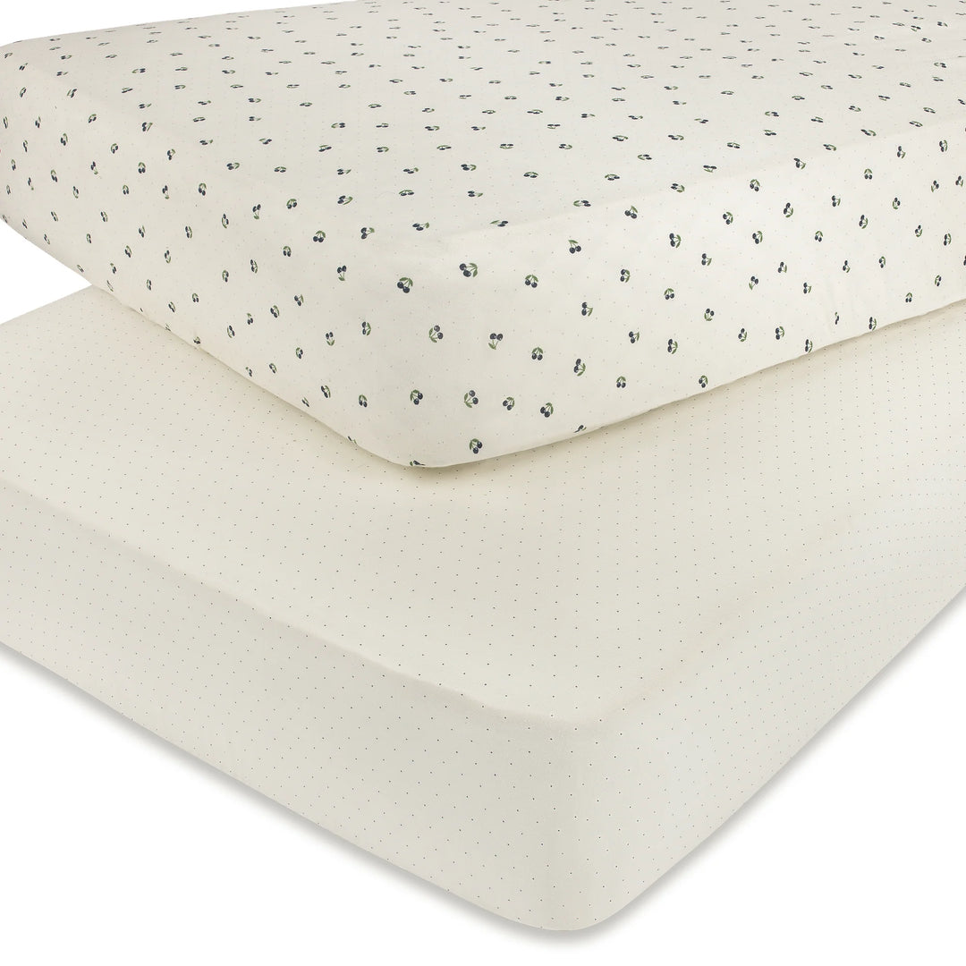 crib sheet blue cherry crib - white