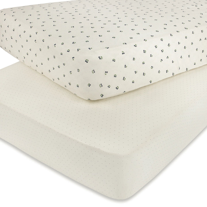 crib sheet blue cherry crib - white
