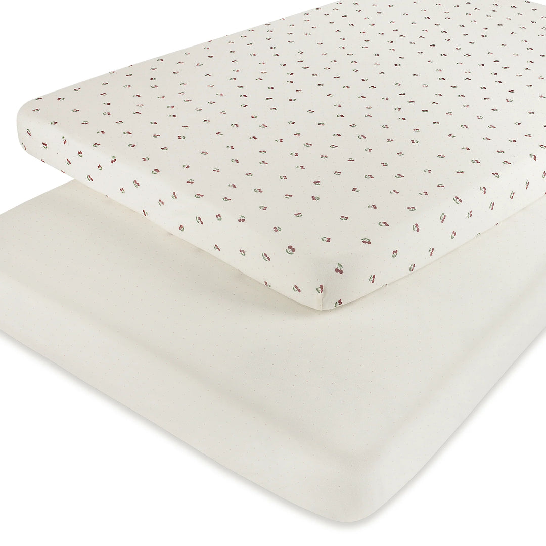 crib sheet red cherry crib - white
