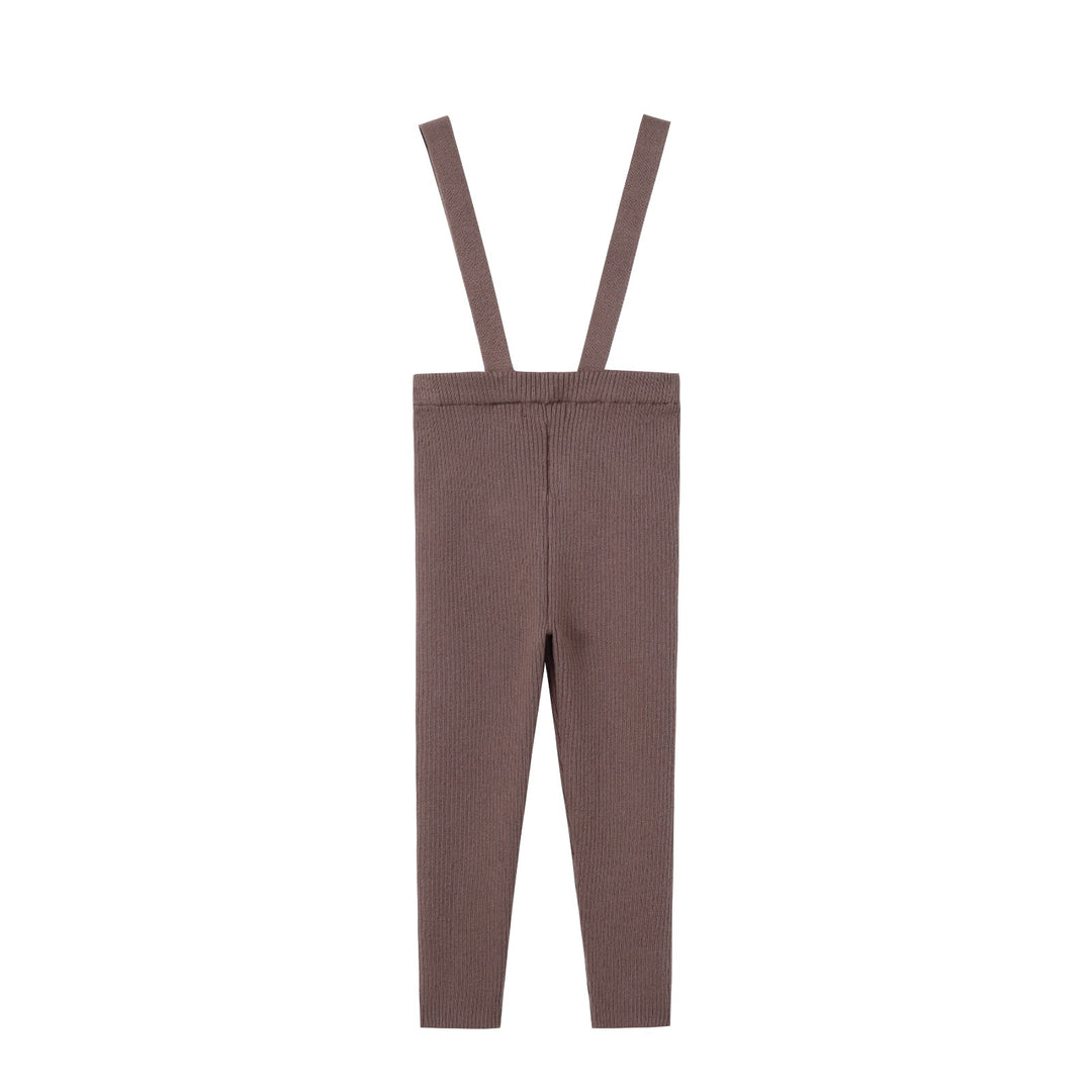 pants knit suspender - brown