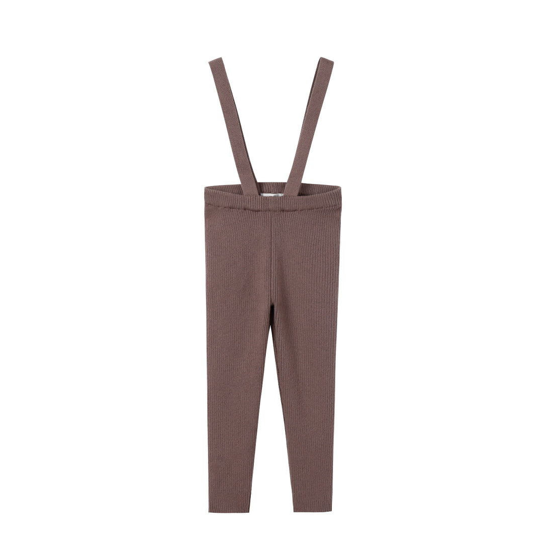 pants knit suspender - brown