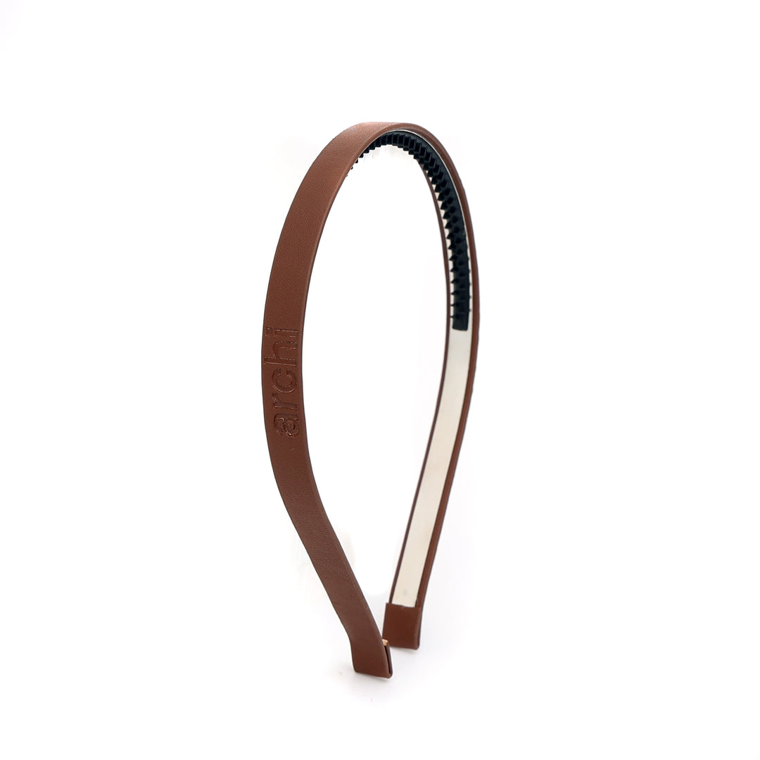 headband leather embossed - brown