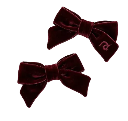clip velvet mini bows 2 pack - burgundy