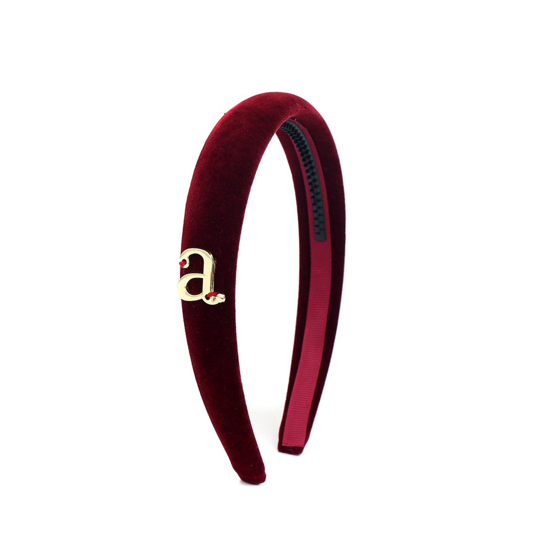 headband velvet gold charm - burgundy