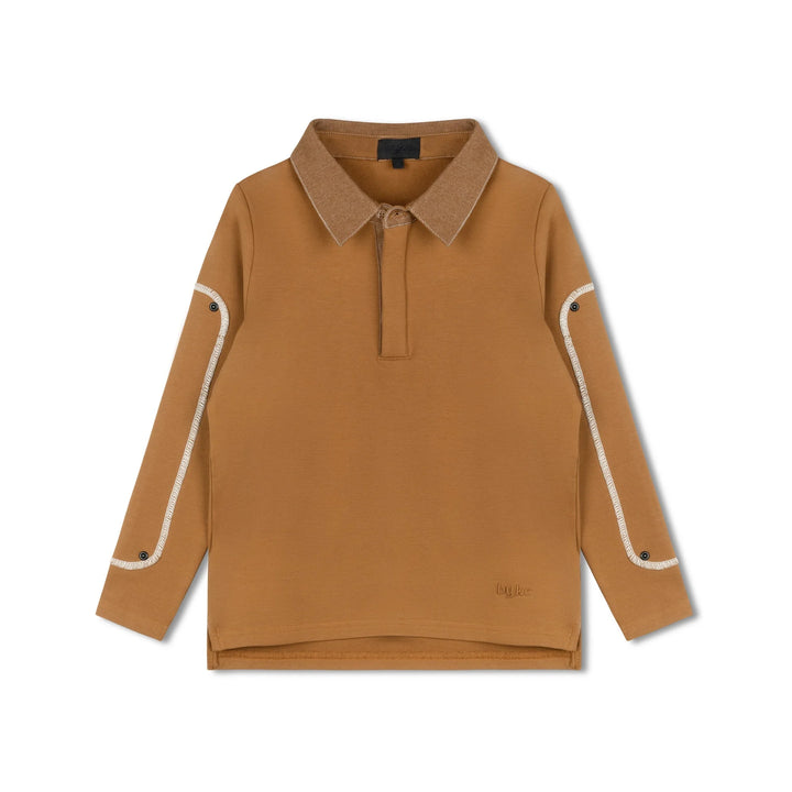 polo l/s patch detail - camel