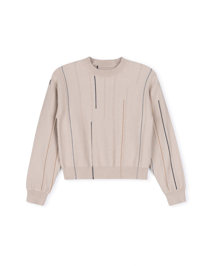 top l/s knit piano - taupe