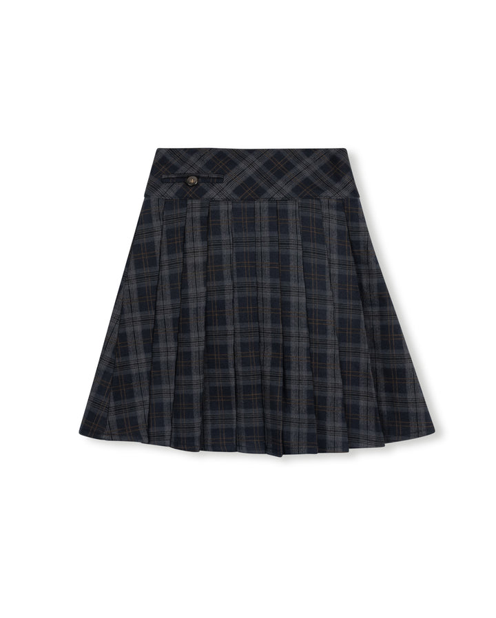 skirt plaid pleated - navy