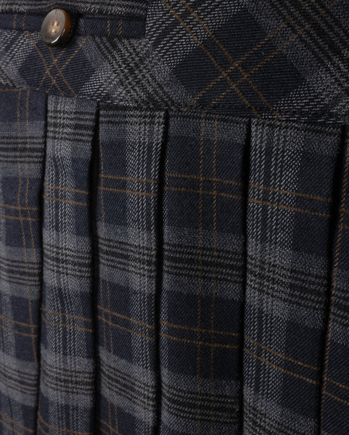 skirt plaid pleated - navy