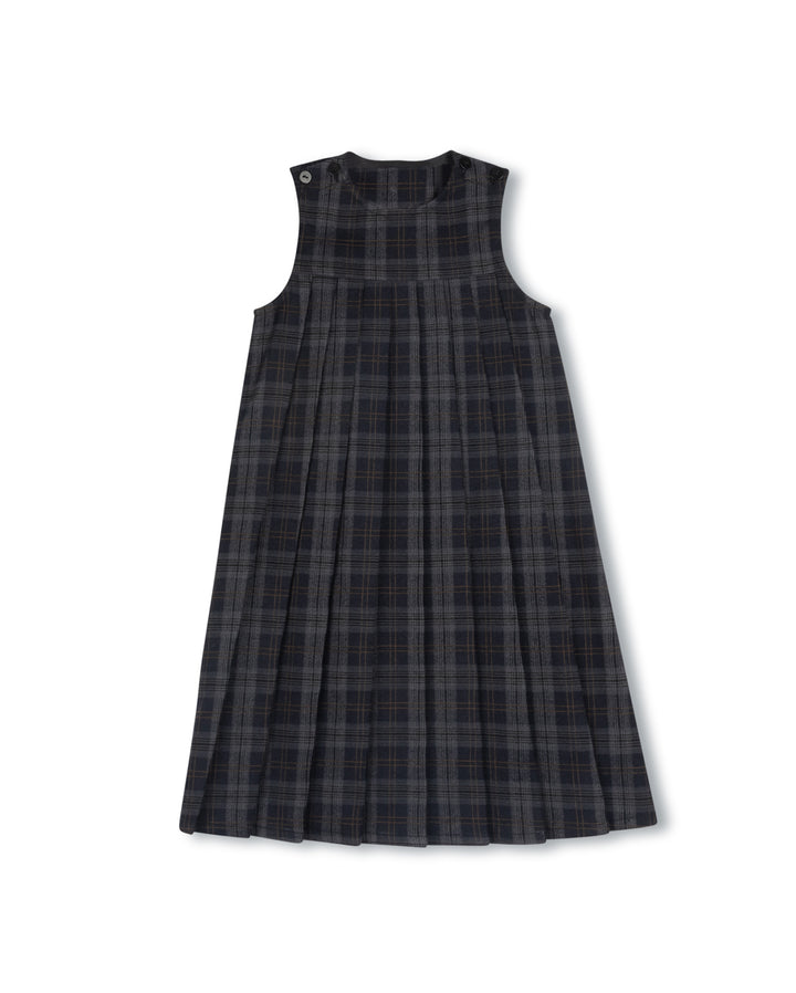 dress plaid high waisted pleated jumper - navy