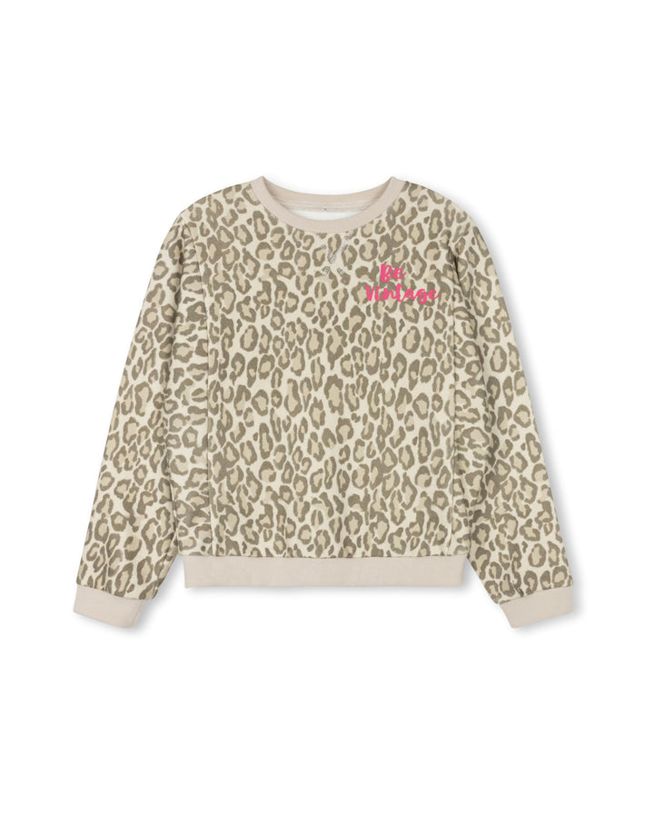 top l/s leopard print sweatshirt - multi