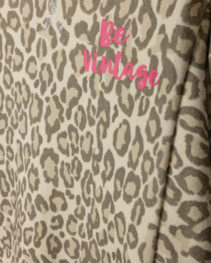top l/s leopard print sweatshirt - multi