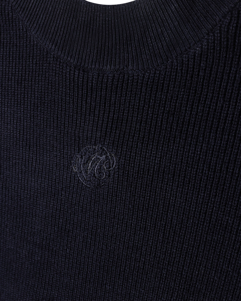 top l/s ribbed knit turtle neck - navy