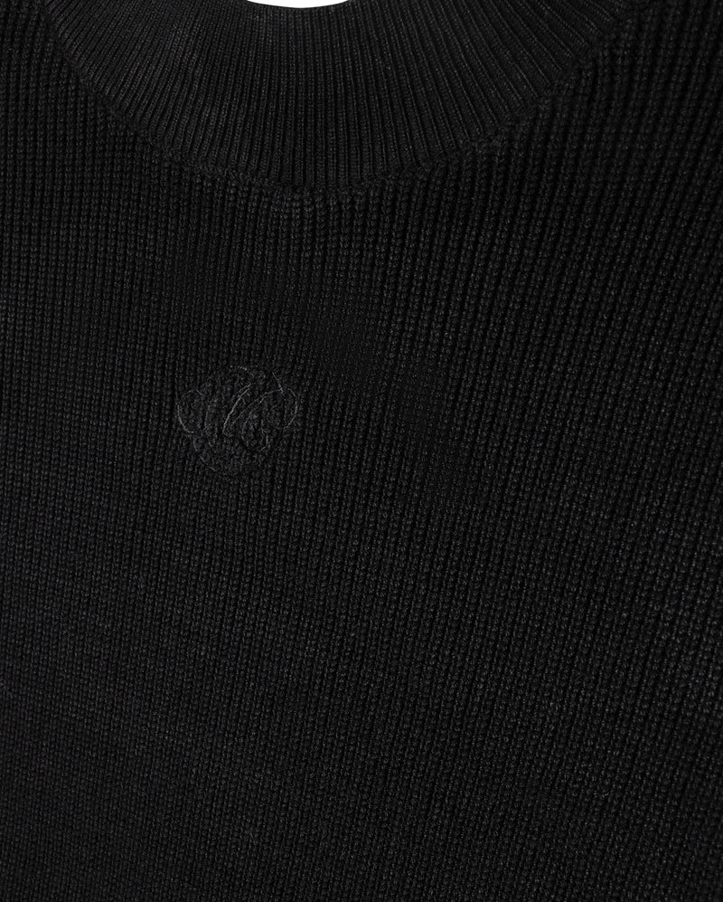 top l/s ribbed knit turtle neck - black