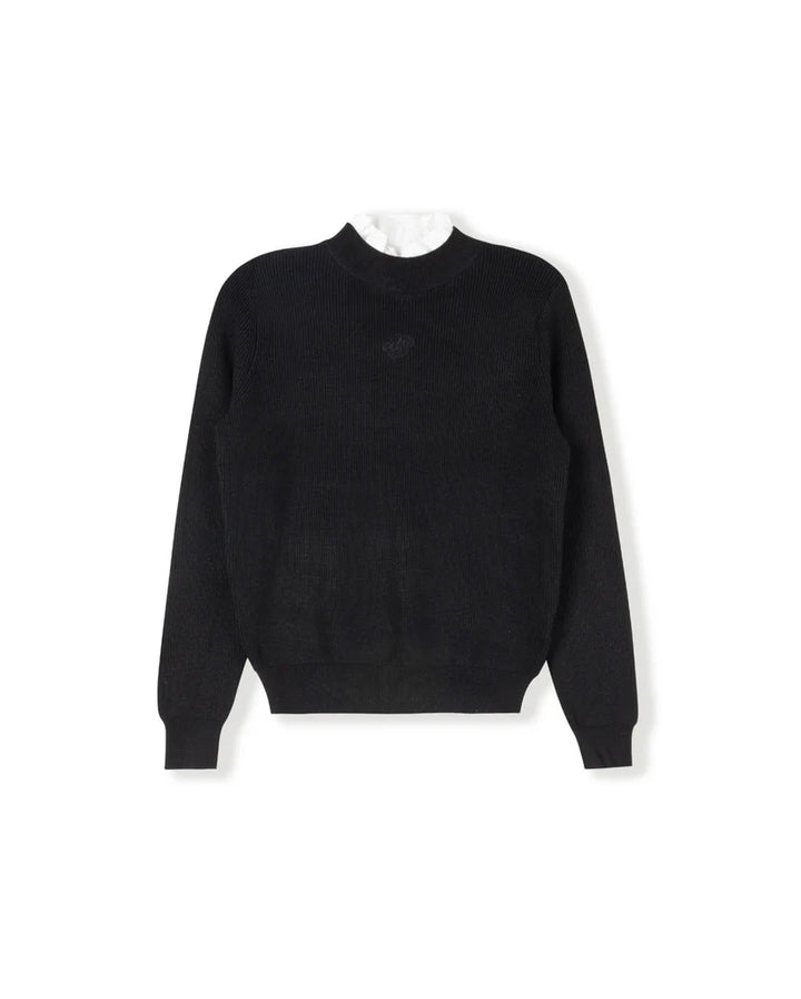 top l/s ribbed knit turtle neck - black